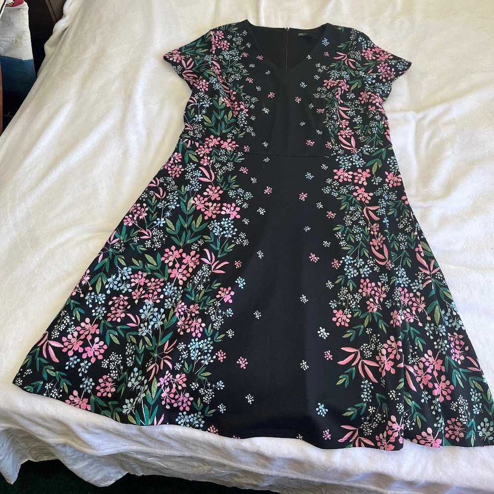Black Floral Empire waist dress